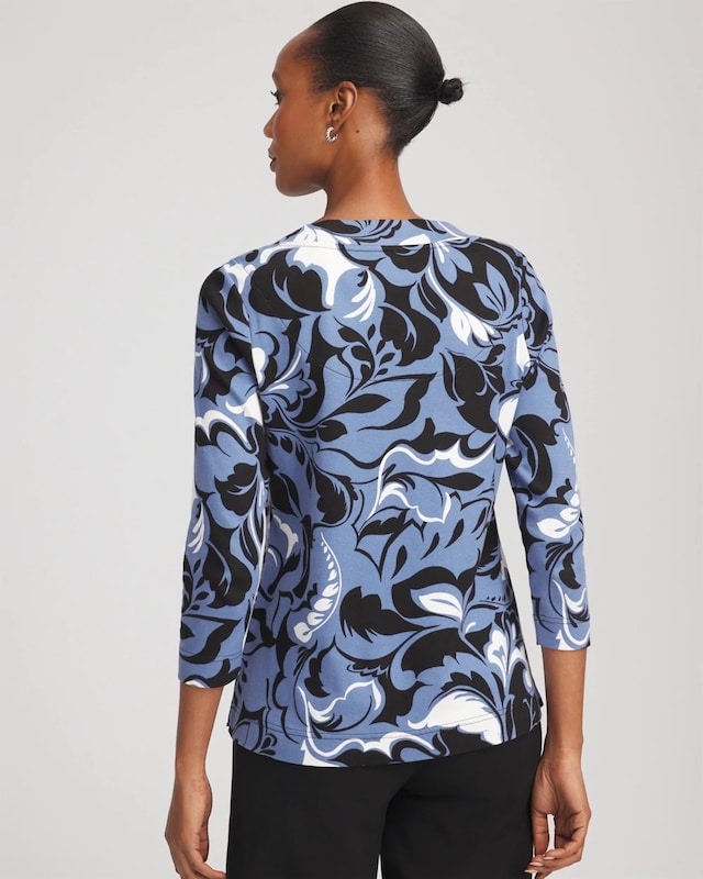Pima Cotton Floral 3/4 Sleeve Tee - image 3
